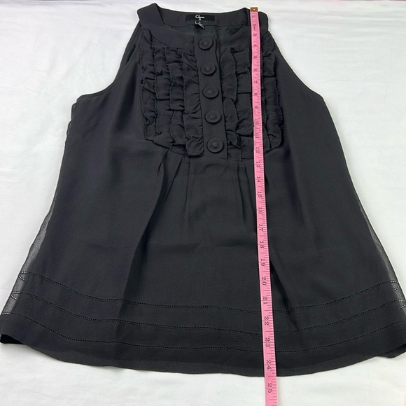 Aqua Woman’s Size 4 Black Sleeveless Lined 100% Silk Ruffles Buttons Blouse - Picture 8 of 8
